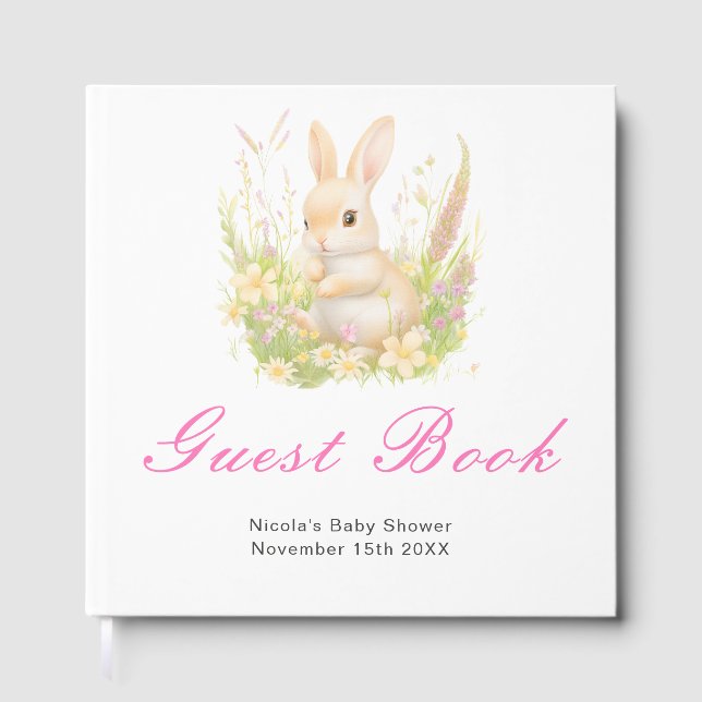 Livre D'or Spring Rabbit Baby Shower Guest Book (Recto)