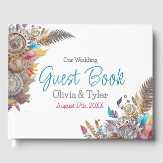 Livre D'or Steampunk, Fleurs et Plumes Mariage