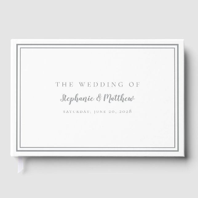 Livre D'or Style Gris & Blanc Classique Simple Mariage modern (Recto)