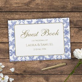 Livre D'or Style vintage Mariage bleu et blanc doux