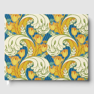 Livre D'or Style William Morris Tulp Tissu Floral sarcelle et