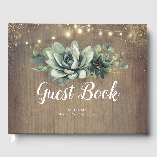 Livre D'or Succulents rustiques Mariage de verdure (Recto)