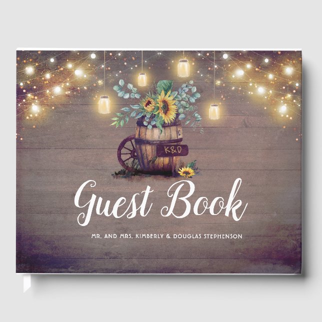 Livre D'or Sunflowers Rustic Country Mariage de automne (Recto)