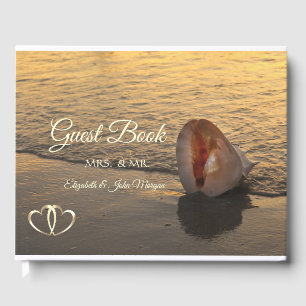 Livre D'or Sunset Beach Wedding, Seashell Guest Book