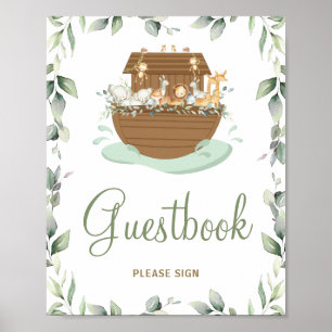 Livre d'or sur le Baby shower d'arche de Noé Baptê