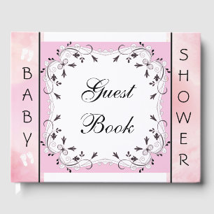 Livre d'or sur le Baby shower rose et noir