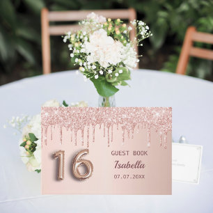 Livre D'or Sweet 16 16e anniversaire rose or parties scintill