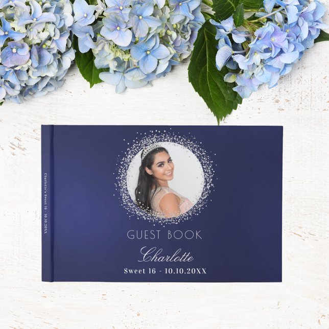 Livre D'or Sweet 16 marine bleu argent photo glamour (Créateur téléchargé)