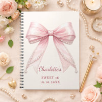 Livre d'or Sweet 16 ruban rose perles ivoire