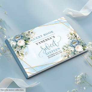 Livre D'or Sweet sixteen glamour Dusty Blue White Peonies