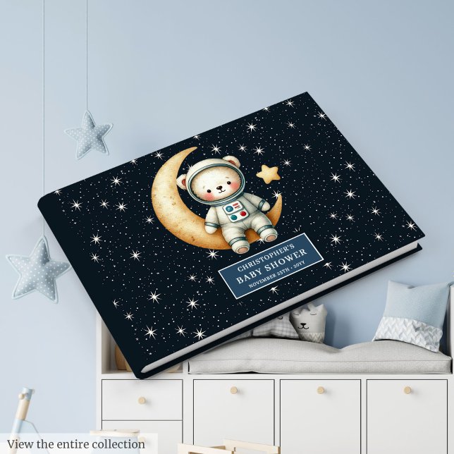 Livre D'or Symbole de l'astronaute Bébé Garçon Bleu Teddy Bea (Blue Teddy Bear Astronaut Baby Boy Guest Sign)