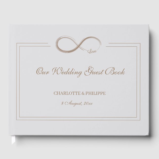 Livre D'or Symbole d'infini Mariage or gris clair (Recto)