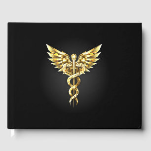 Livre D'or Symbole Polygonal Or Caduceus