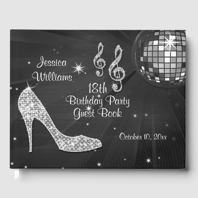 Livre D'or Talons étincelants Black Disco Ball Anniversaire (Recto)