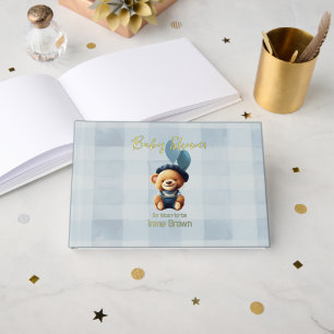 Livre D'or Teddy Bear Jean Baby shower Bleu