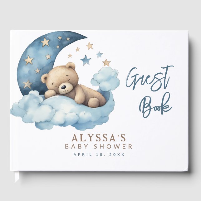 Livre D'or Teddy Bear Over the Moon Baby shower (Recto)