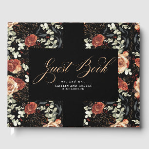 Livre D'or Terracotta Boho Floral Mariage noir