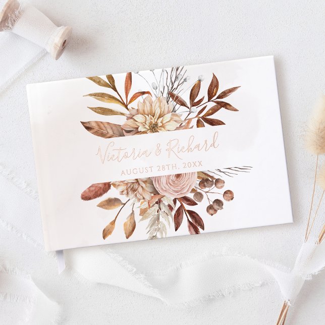 Livre D'or Terracotta Flowers Boho Autumn Foliage Wedding (Créateur téléchargé)