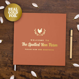 Livre D'or Terracotta Golden Hen Wreath Location de ferme