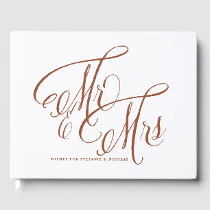 Livre D'or Terracotta M. et Mme Rustic Calligraphy Mariage