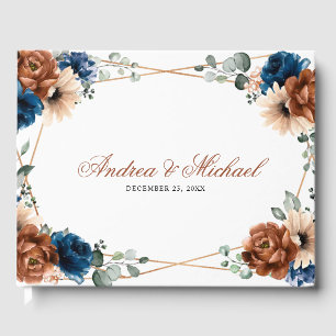 Livre D'or Terracotta Marine Bleu Vert Mariage géométrique