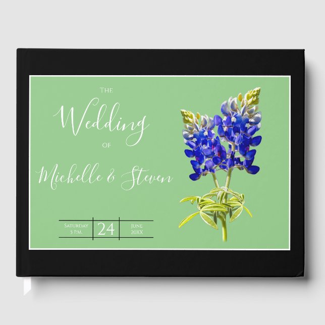 Livre D'or Texas Bluebonnets sur Sage, mariage du printemps (Recto)