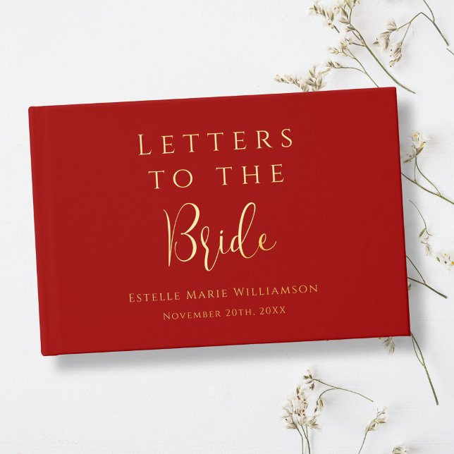 Livre D'or Texte personnalisé Cherry Red Gold Letters à la ma (Créateur téléchargé)