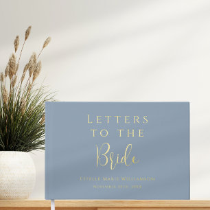 Livre D'or Texte personnalisé lettres dorées bleu poussiéreux