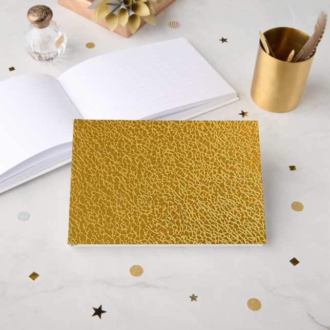 Livre d'or texture or élégant 9" x 6" (Recto ouvert)