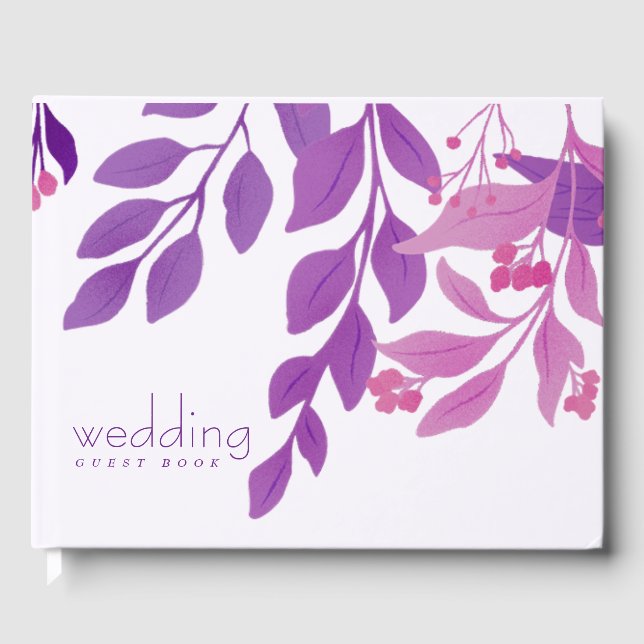 Livre D'or Thème Mariage Feuille violet (Recto)