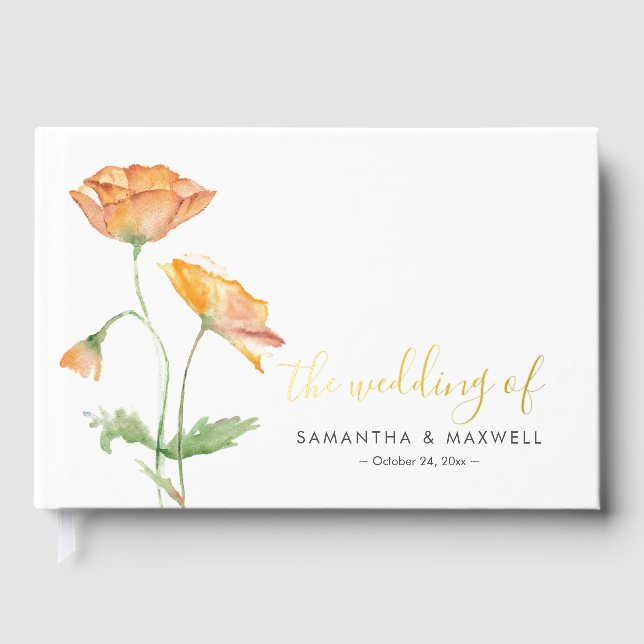 Livre D'or Thème Mariage Floral Orange (Recto)