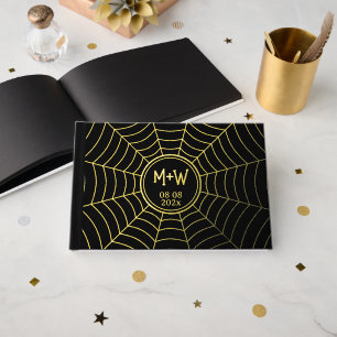Livre D'or Toile d'araignée gothique Monogramme Mariage feuil
