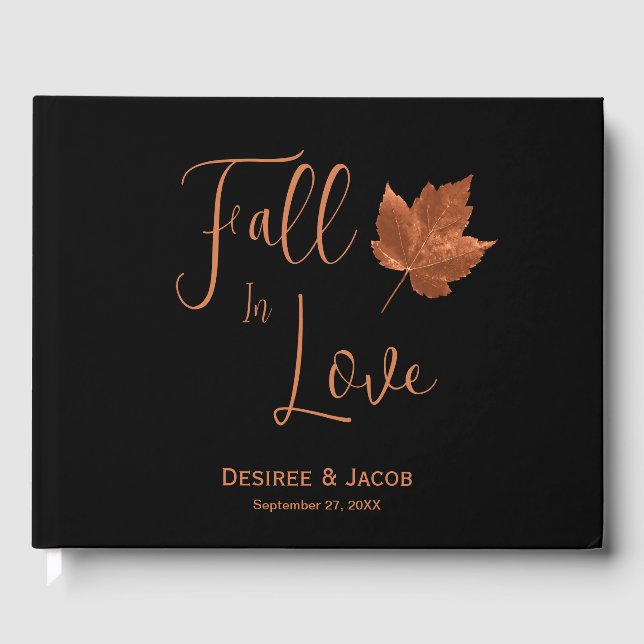 Livre D'or Tomber dans l'amour Cuivre rustique Brown Feuille  (Recto)