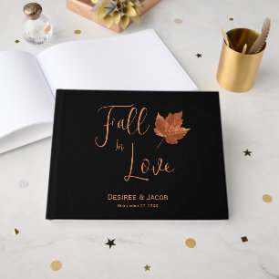 Livre D'or Tombez Amoureux Brun Cuivre Rustique Noir Feuille 