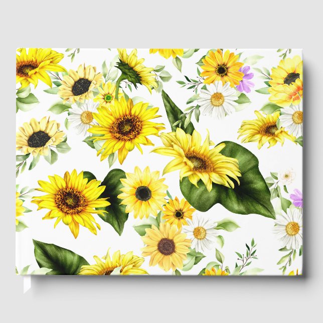 Livre D'or Tournesol à l'aquarelle 7 (Recto)