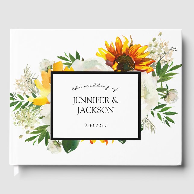 Livre D'or Tournesol & Rose blanche Artsy Floral (Recto)