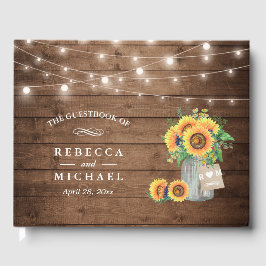 Livre D'or Tournesols rustiques Mason Jar String Mariage