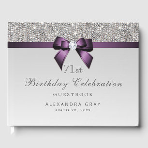 Livre D'or Tout âge Anniversaire Argent Faux Séquins Violet B