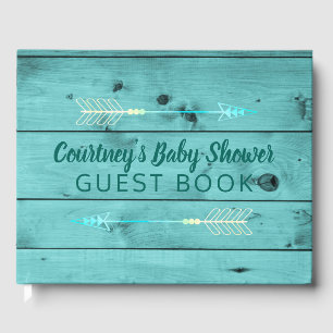 Livre D'or Tribal Arrows Baby Boy Rustic Baby shower Turquois