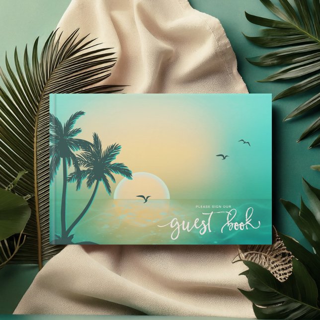 Livre D'or Tropical Isle Sunrise Mariage Turquoise ID581 (Créateur téléchargé)