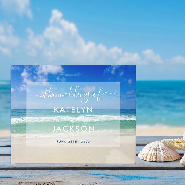 Livre D'or Tropical Ocean Waves Photo Elegant Beach Wedding (Créateur téléchargé)