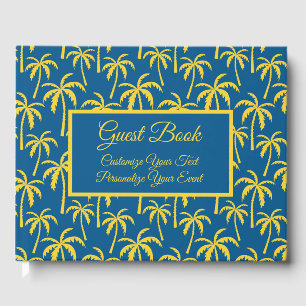 Livre D'or Tropical Summer Palm Trees Vacances Bleu Jaune