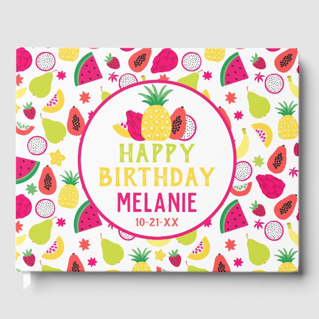 Livre D'or Tutti Frutti Amusants Anniversaire Motif de fruits (Recto)