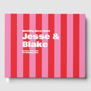 Livre D'or Typographie audacieuse, mariage rose et rouge