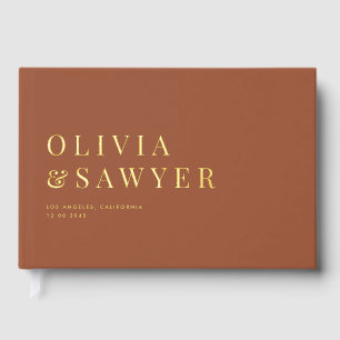 Livre D'or Typographie classique Terracotta Mariage photo