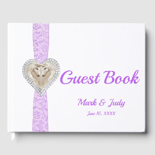 Livre d'or Unicorn Purple Lace Ribbon Mariage