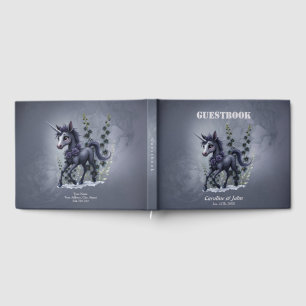 Livre D'or Unicorne stylisée dans la splendeur florale.