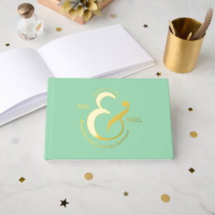 Livre D'or Unique Élégant Groom Mariée Noms Or