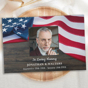 Livre D'or USA American Flag Memorial Photo Funérailles milit