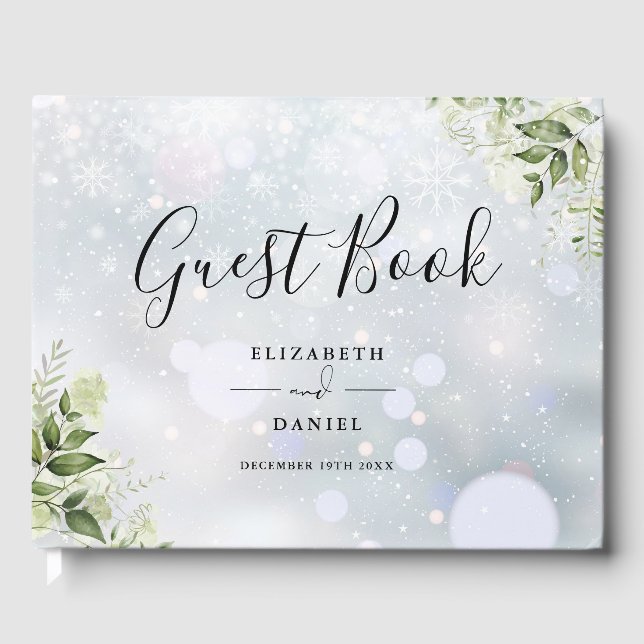 Livre D'or Verdure Floral Script Mariage hivernal (Recto)